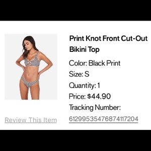 Checkered Tie Front Bikini Top